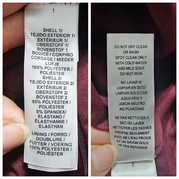 Adrianna Papell Beaded Mermaid Dress Gown Sz 16 Burgundy Mesh Sleeves Formal - Picture 13 of 16